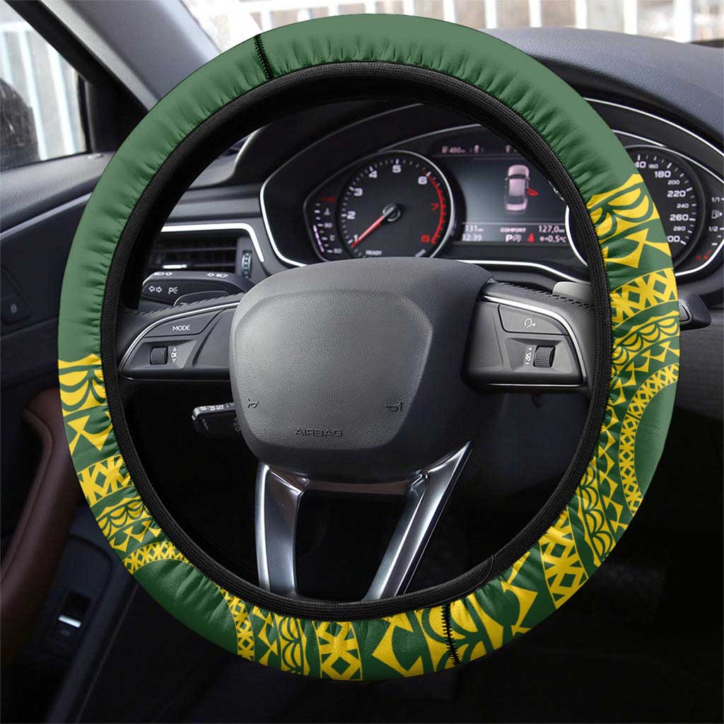 Avaiki Cook Islands Rugby Steering Wheel Cover Kuki Airani Tatau Green - Aussie Hoodie
