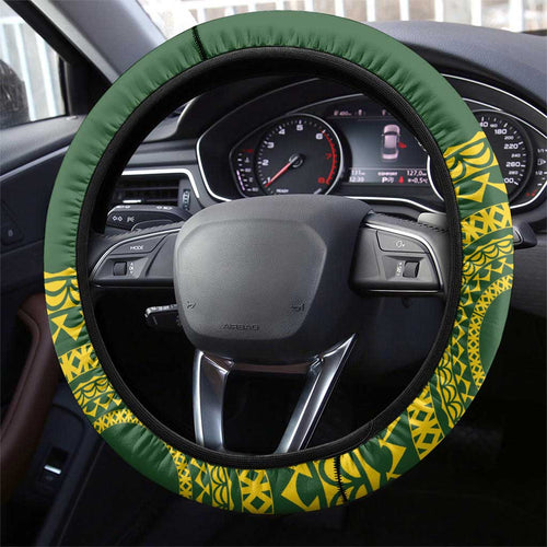 Avaiki Cook Islands Rugby Steering Wheel Cover Kuki Airani Tatau Green - Aussie Hoodie