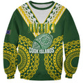 Custom Avaiki Cook Islands Rugby Sweatshirt Kuki Airani Tatau Green - Aussie Hoodie