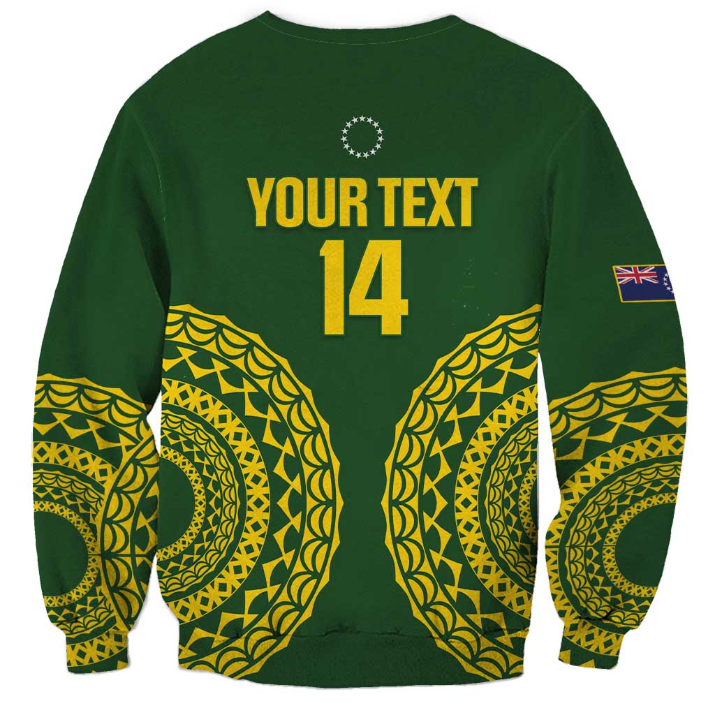 Custom Avaiki Cook Islands Rugby Sweatshirt Kuki Airani Tatau Green - Aussie Hoodie