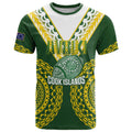 Custom Avaiki Cook Islands Rugby T Shirt Kuki Airani Tatau Green - Aussie Hoodie