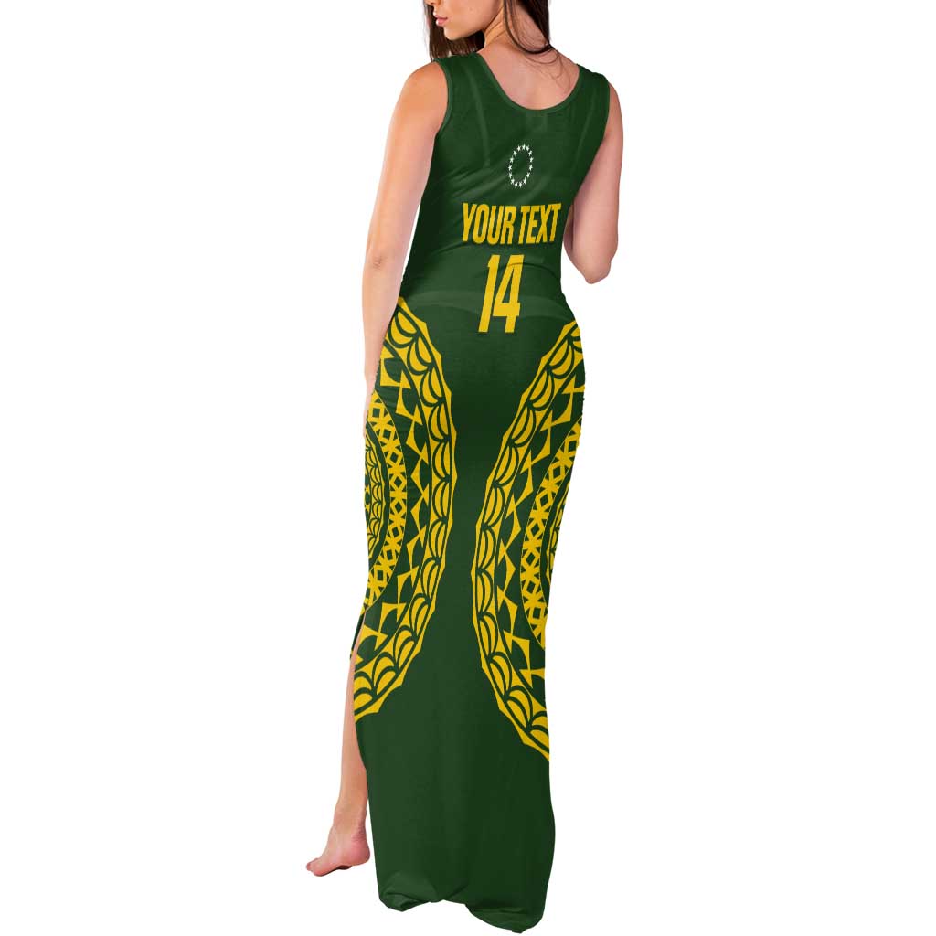 Custom Avaiki Cook Islands Rugby Tank Maxi Dress Kuki Airani Tatau Green - Aussie Hoodie