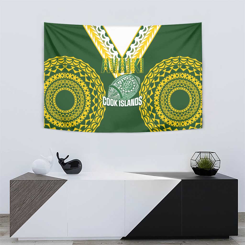 Avaiki Cook Islands Rugby Tapestry Kuki Airani Tatau Green - Aussie Hoodie