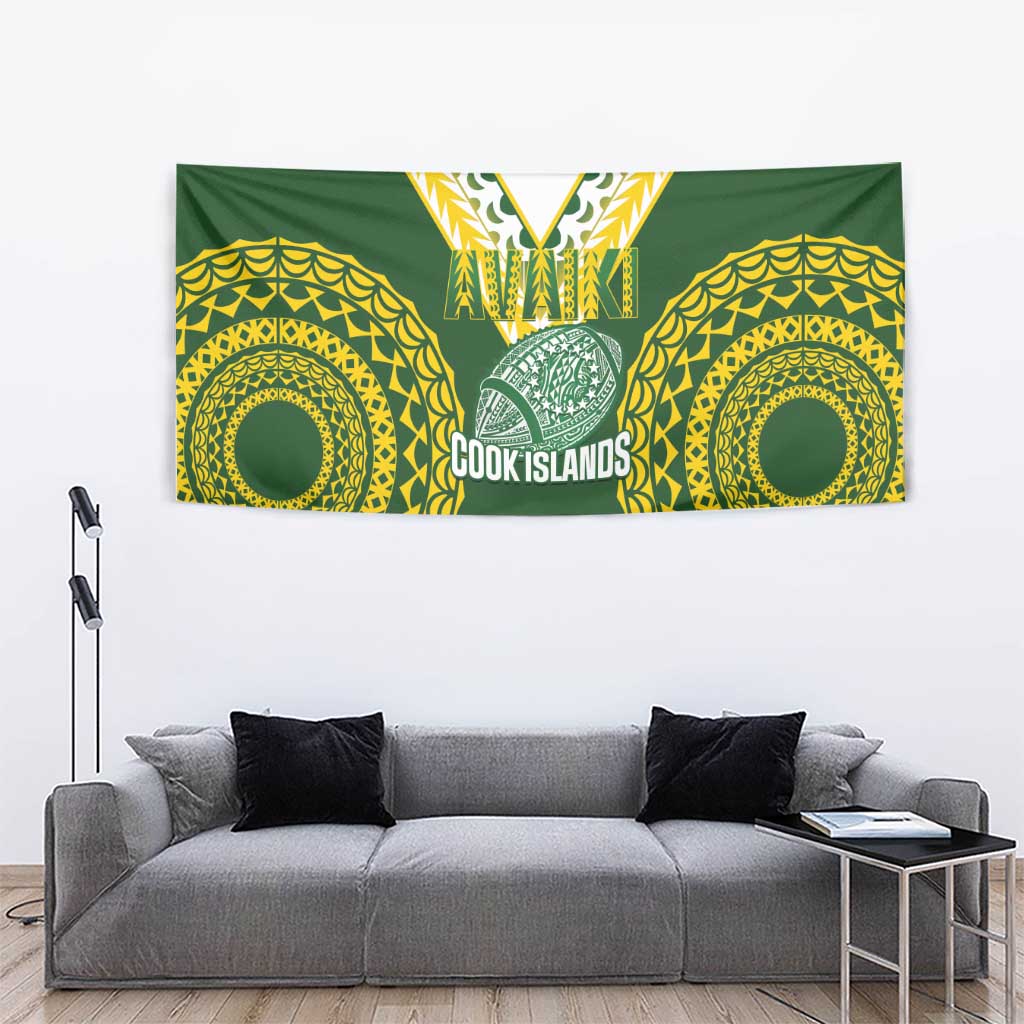 Avaiki Cook Islands Rugby Tapestry Kuki Airani Tatau Green - Aussie Hoodie