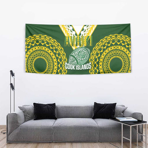 Avaiki Cook Islands Rugby Tapestry Kuki Airani Tatau Green - Aussie Hoodie