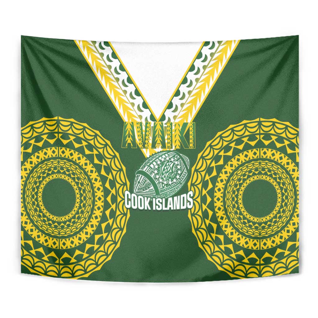 Avaiki Cook Islands Rugby Tapestry Kuki Airani Tatau Green - Aussie Hoodie