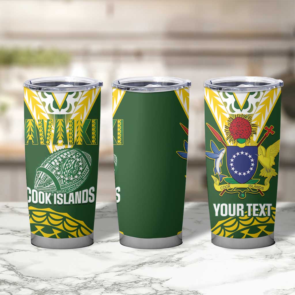 Custom Avaiki Cook Islands Rugby Tumbler Cup Kuki Airani Tatau Green - Aussie Hoodie