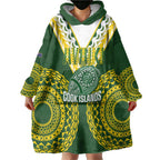Custom Avaiki Cook Islands Rugby Wearable Blanket Hoodie Kuki Airani Tatau Green - Aussie Hoodie