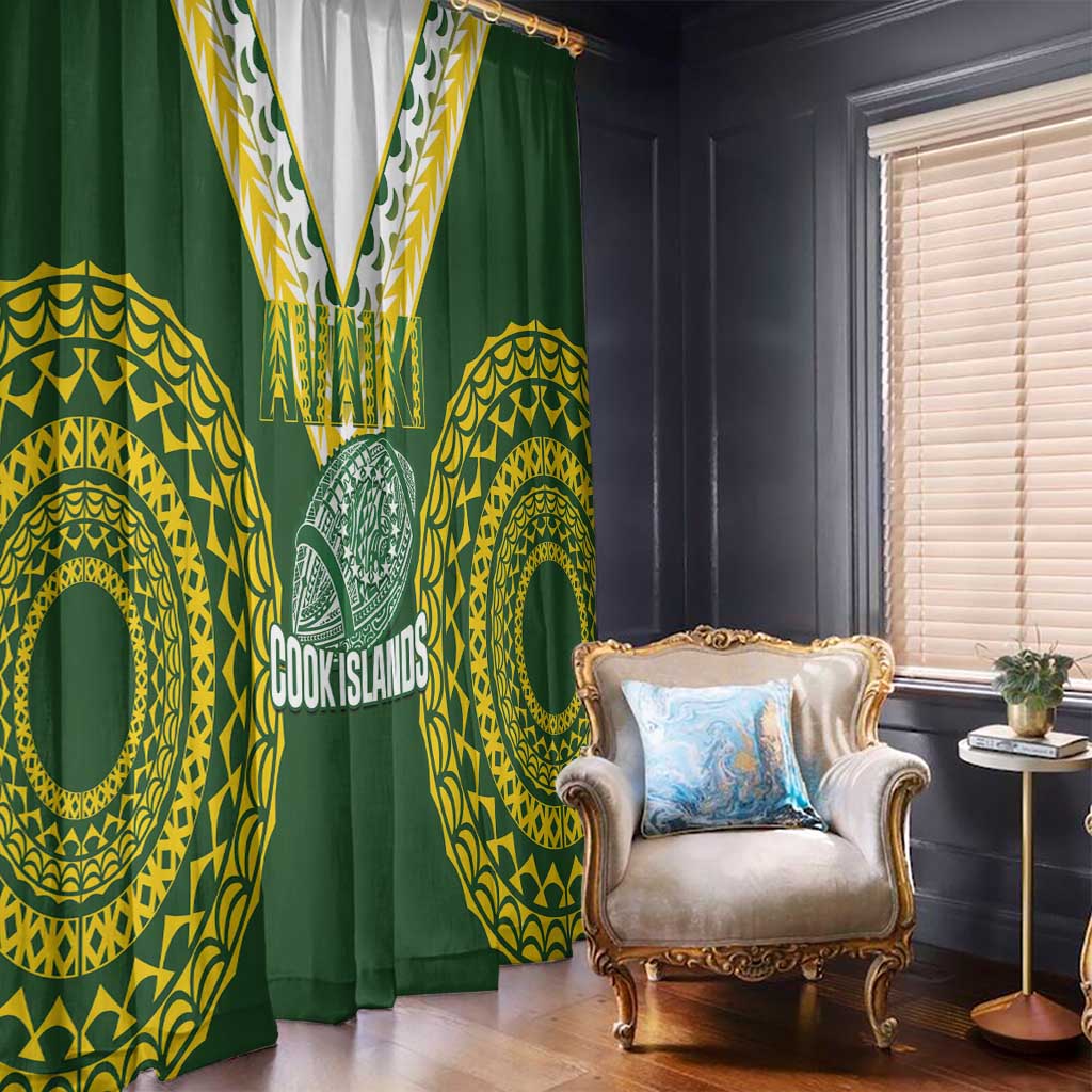 Avaiki Cook Islands Rugby Window Curtain Kuki Airani Tatau Green - Aussie Hoodie