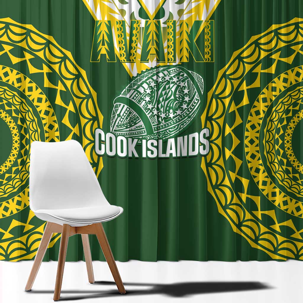 Avaiki Cook Islands Rugby Window Curtain Kuki Airani Tatau Green - Aussie Hoodie