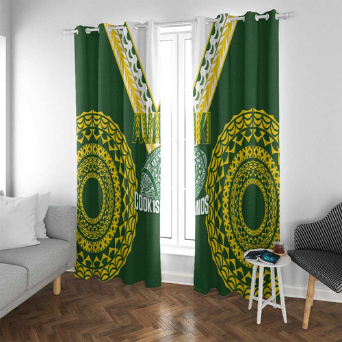 Avaiki Cook Islands Rugby Window Curtain Kuki Airani Tatau Green - Aussie Hoodie