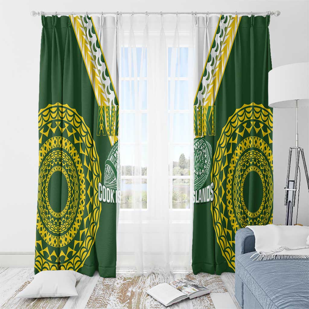 Avaiki Cook Islands Rugby Window Curtain Kuki Airani Tatau Green - Aussie Hoodie
