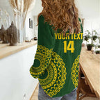 Custom Avaiki Cook Islands Rugby Women Casual Shirt Kuki Airani Tatau Green - Aussie Hoodie