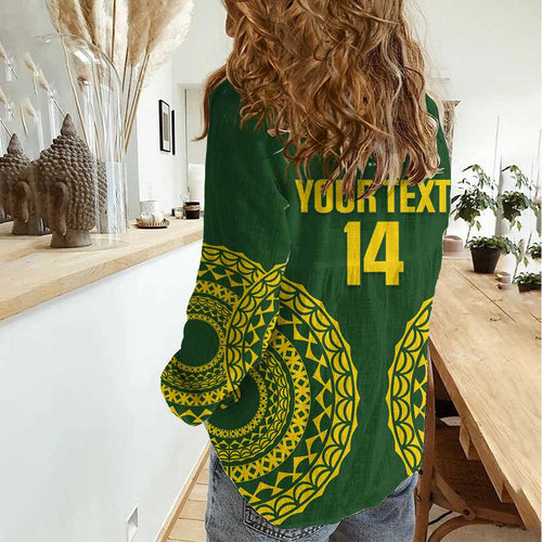 Custom Avaiki Cook Islands Rugby Women Casual Shirt Kuki Airani Tatau Green - Aussie Hoodie