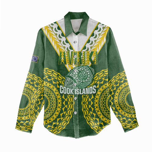 Custom Avaiki Cook Islands Rugby Women Casual Shirt Kuki Airani Tatau Green - Aussie Hoodie