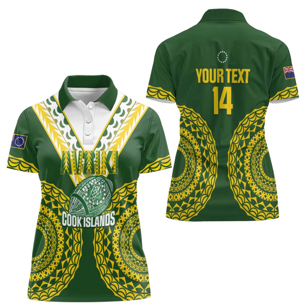 Custom Avaiki Cook Islands Rugby Women Polo Shirt Kuki Airani Tatau Green - Aussie Hoodie