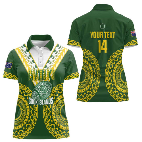 Custom Avaiki Cook Islands Rugby Women Polo Shirt Kuki Airani Tatau Green - Aussie Hoodie