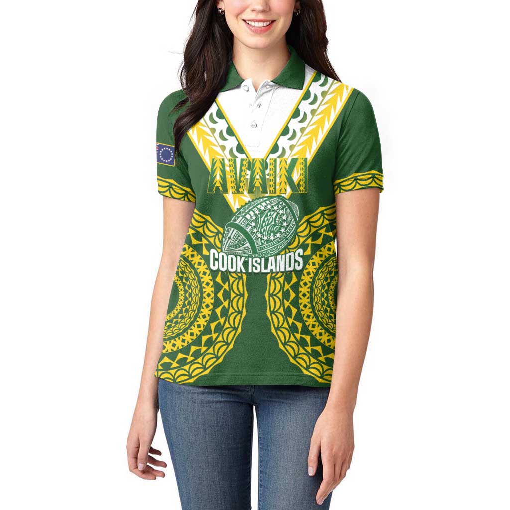 Custom Avaiki Cook Islands Rugby Women Polo Shirt Kuki Airani Tatau Green - Aussie Hoodie