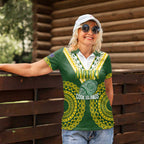 Custom Avaiki Cook Islands Rugby Women Polo Shirt Kuki Airani Tatau Green - Aussie Hoodie
