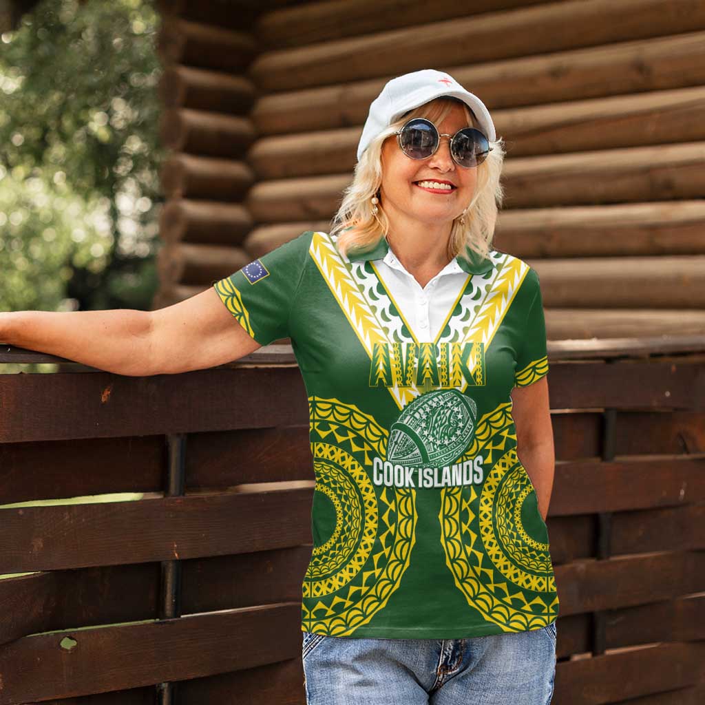 Custom Avaiki Cook Islands Rugby Women Polo Shirt Kuki Airani Tatau Green - Aussie Hoodie