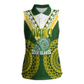 Custom Avaiki Cook Islands Rugby Women Sleeveless Polo Shirt Kuki Airani Tatau Green - Aussie Hoodie