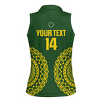 Custom Avaiki Cook Islands Rugby Women Sleeveless Polo Shirt Kuki Airani Tatau Green - Aussie Hoodie