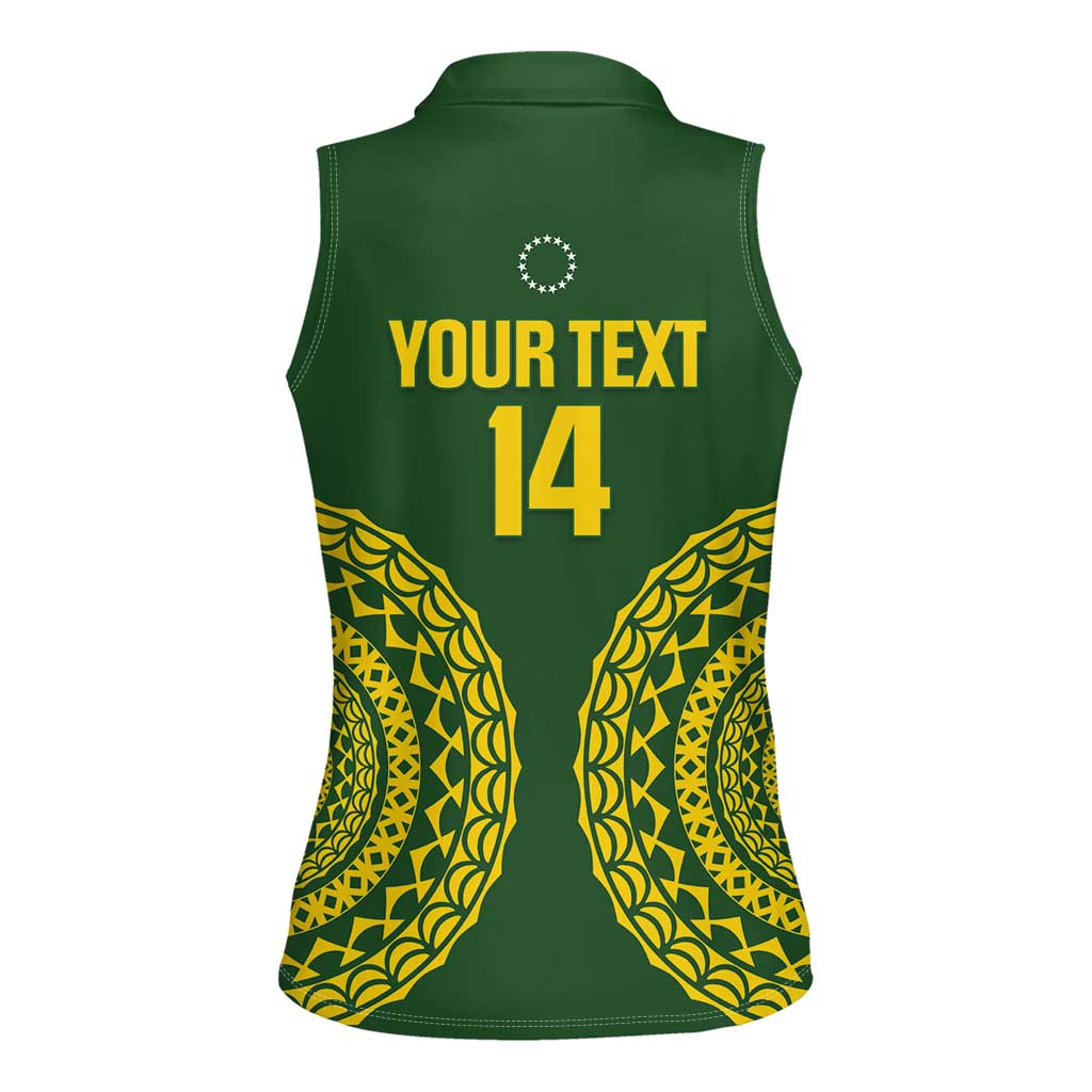 Custom Avaiki Cook Islands Rugby Women Sleeveless Polo Shirt Kuki Airani Tatau Green - Aussie Hoodie