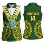 Custom Avaiki Cook Islands Rugby Women Sleeveless Polo Shirt Kuki Airani Tatau Green - Aussie Hoodie