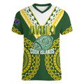 Custom Avaiki Cook Islands Rugby Women V-Neck T-Shirt Kuki Airani Tatau Green - Aussie Hoodie