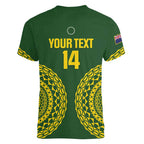 Custom Avaiki Cook Islands Rugby Women V-Neck T-Shirt Kuki Airani Tatau Green - Aussie Hoodie