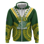 Custom Avaiki Cook Islands Rugby Zip Hoodie Kuki Airani Tatau Green - Aussie Hoodie
