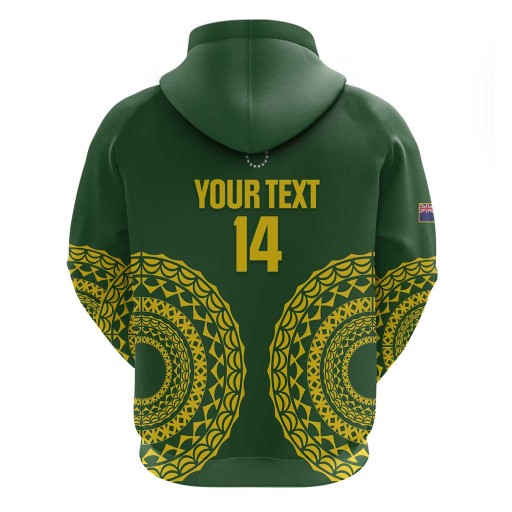 Custom Avaiki Cook Islands Rugby Zip Hoodie Kuki Airani Tatau Green - Aussie Hoodie