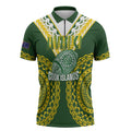 Custom Avaiki Cook Islands Rugby Zipper Polo Shirt Kuki Airani Tatau Green - Aussie Hoodie