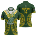 Custom Avaiki Cook Islands Rugby Zipper Polo Shirt Kuki Airani Tatau Green - Aussie Hoodie