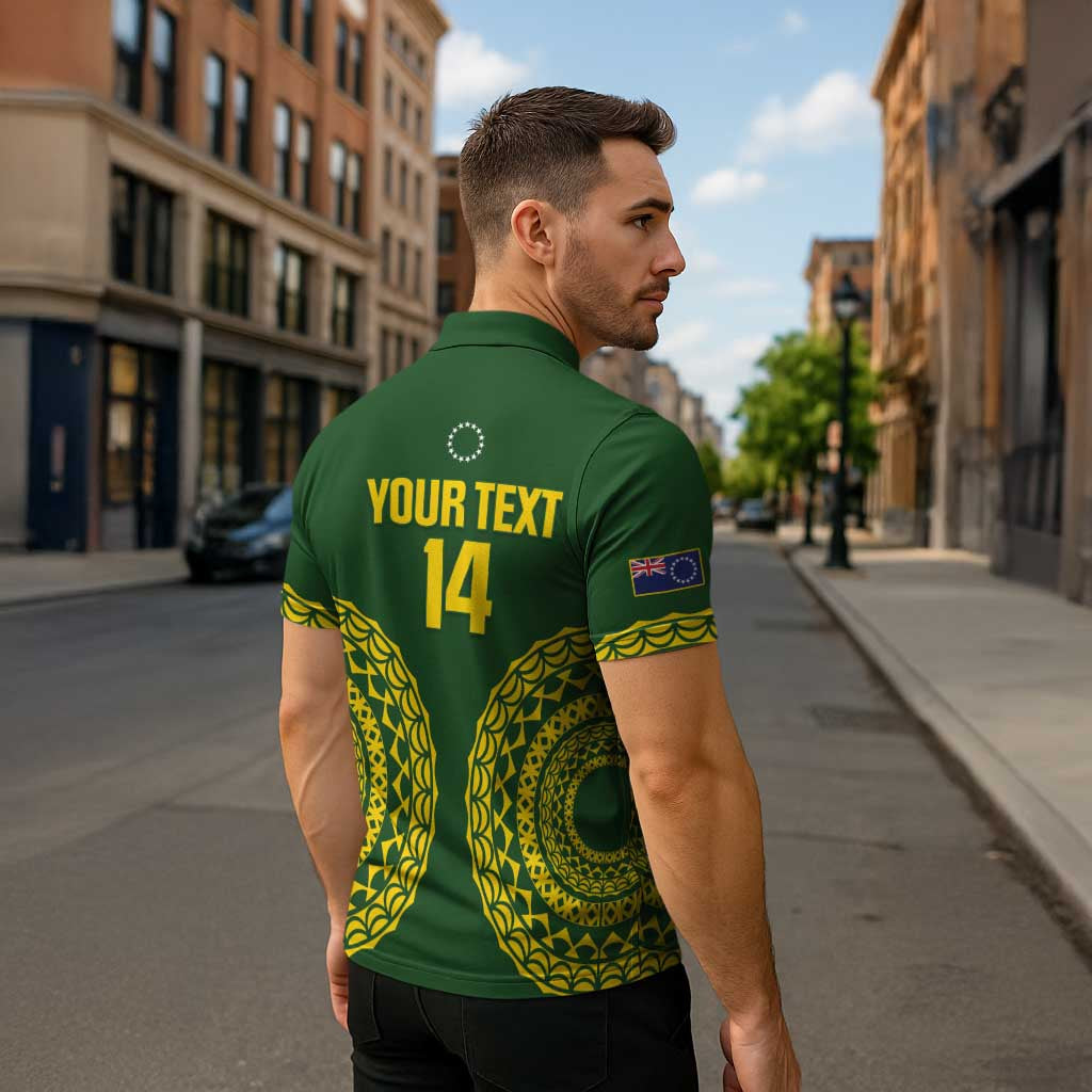 Custom Avaiki Cook Islands Rugby Zipper Polo Shirt Kuki Airani Tatau Green - Aussie Hoodie