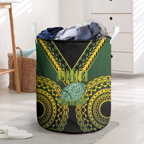 Avaiki Cook Islands Rugby Laundry Basket Kuki Airani Tatau Black - Aussie Hoodie
