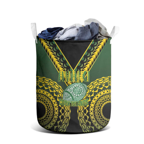 Avaiki Cook Islands Rugby Laundry Basket Kuki Airani Tatau Black - Aussie Hoodie