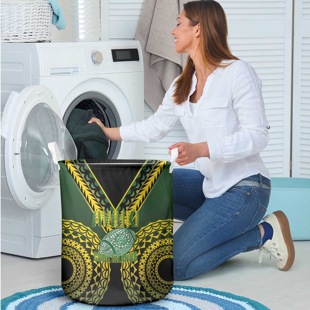 Avaiki Cook Islands Rugby Laundry Basket Kuki Airani Tatau Black - Aussie Hoodie