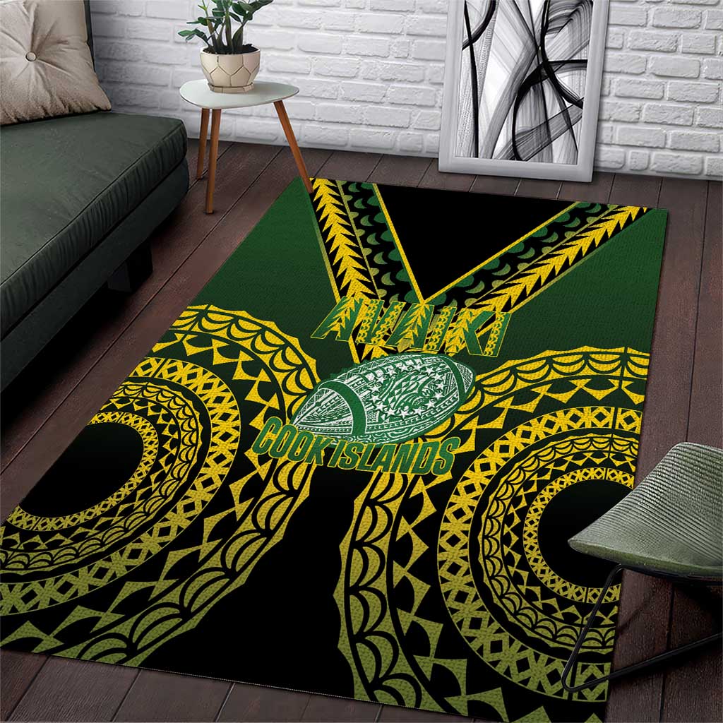 Avaiki Cook Islands Rugby Area Rug Kuki Airani Tatau Black - Aussie Hoodie