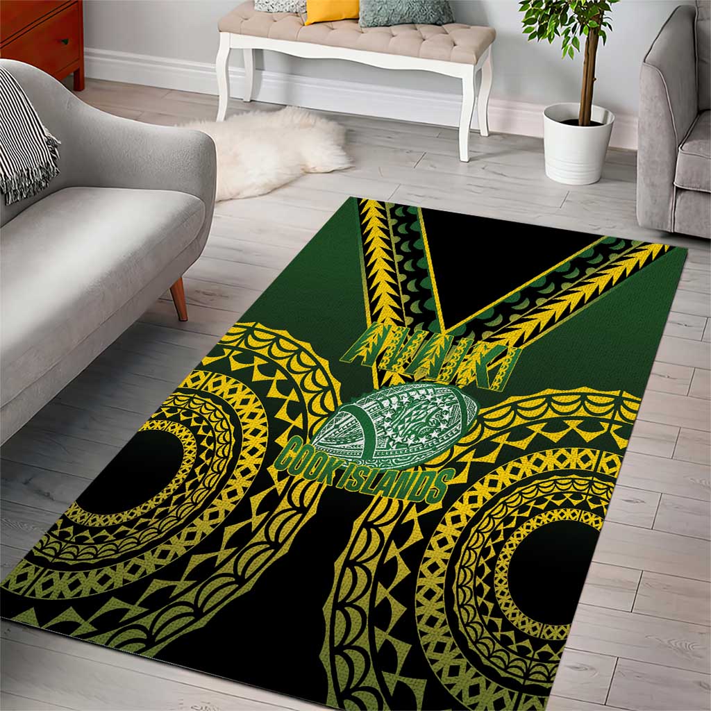 Avaiki Cook Islands Rugby Area Rug Kuki Airani Tatau Black - Aussie Hoodie