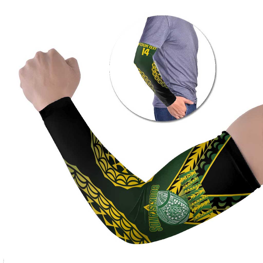 Custom Avaiki Cook Islands Rugby Arm Sleeves Kuki Airani Tatau Black - Aussie Hoodie