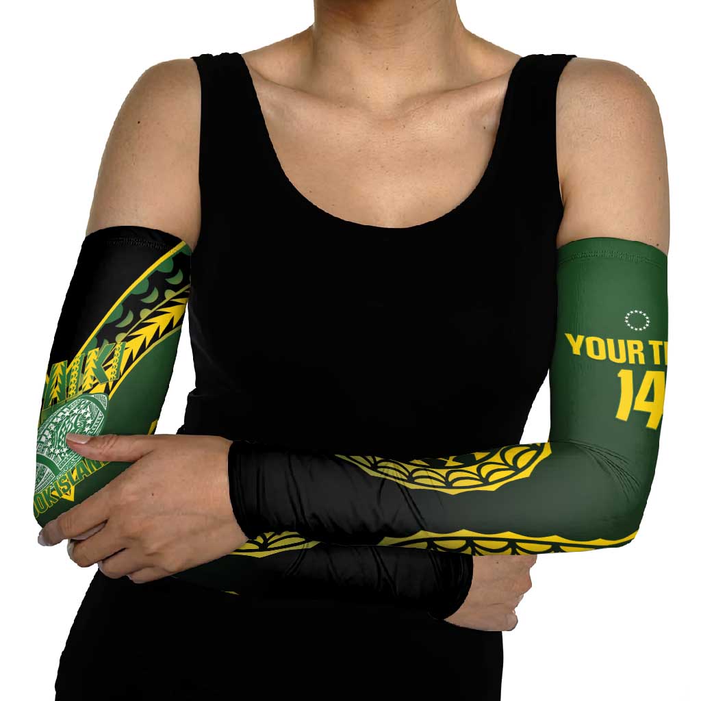 Custom Avaiki Cook Islands Rugby Arm Sleeves Kuki Airani Tatau Black - Aussie Hoodie