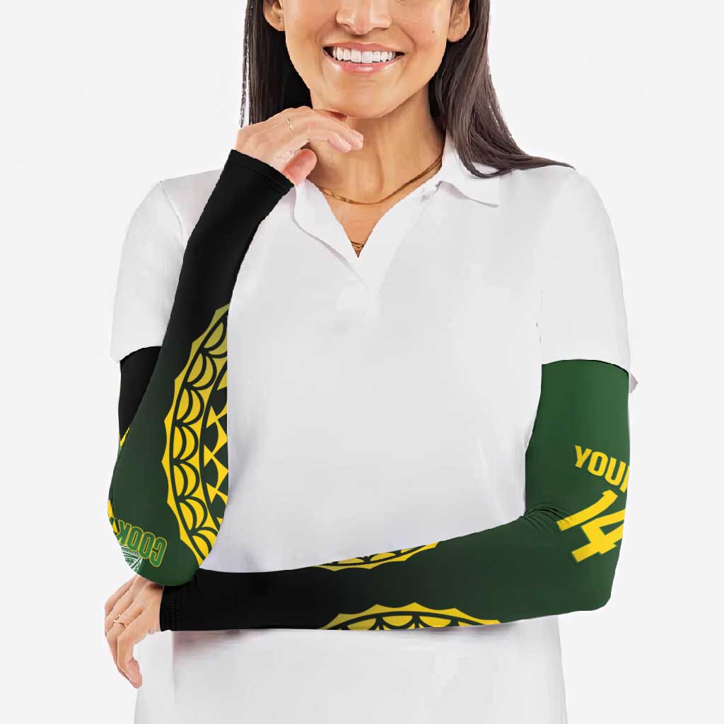 Custom Avaiki Cook Islands Rugby Arm Sleeves Kuki Airani Tatau Black - Aussie Hoodie