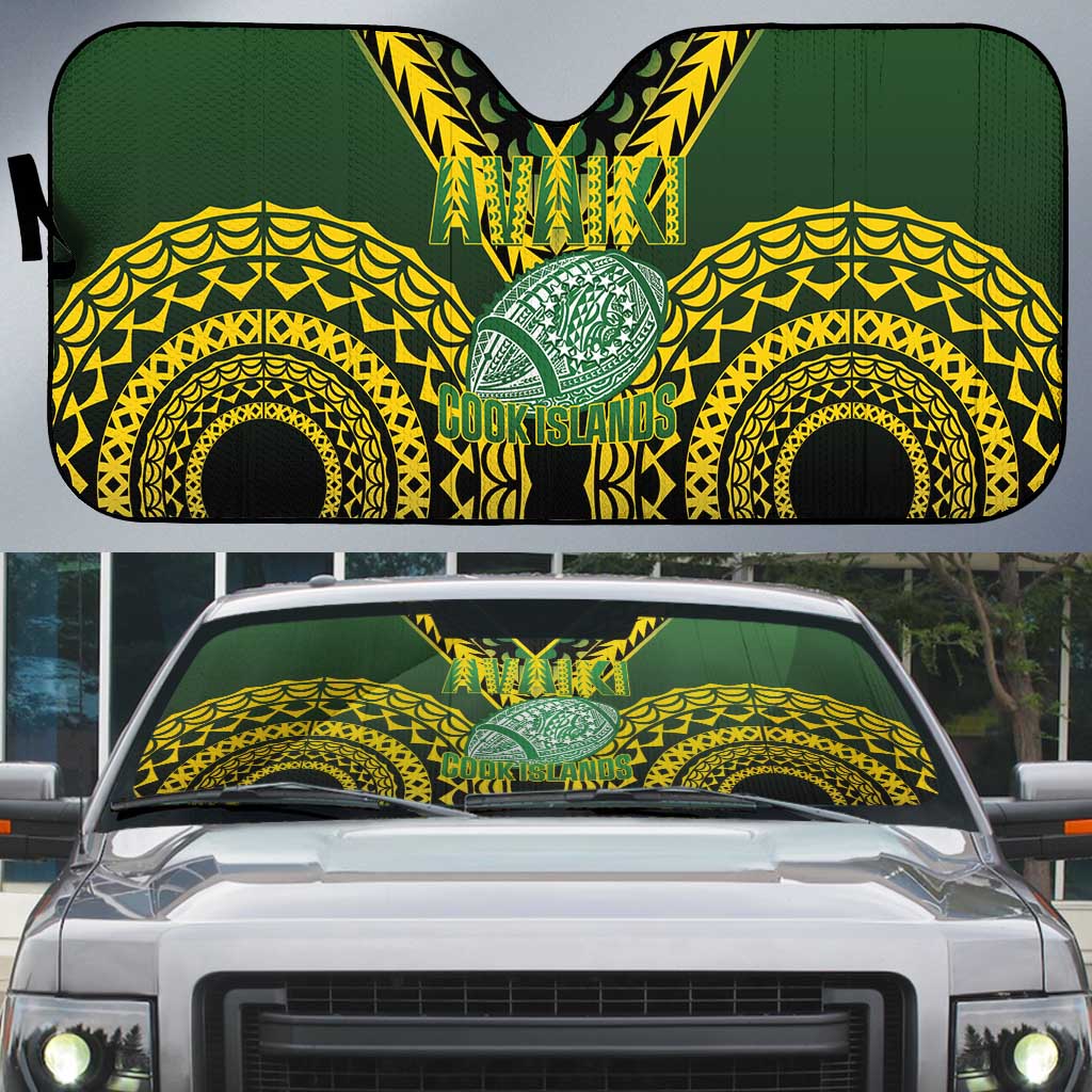 Avaiki Cook Islands Rugby Auto Sun Shade Kuki Airani Tatau Black - Aussie Hoodie