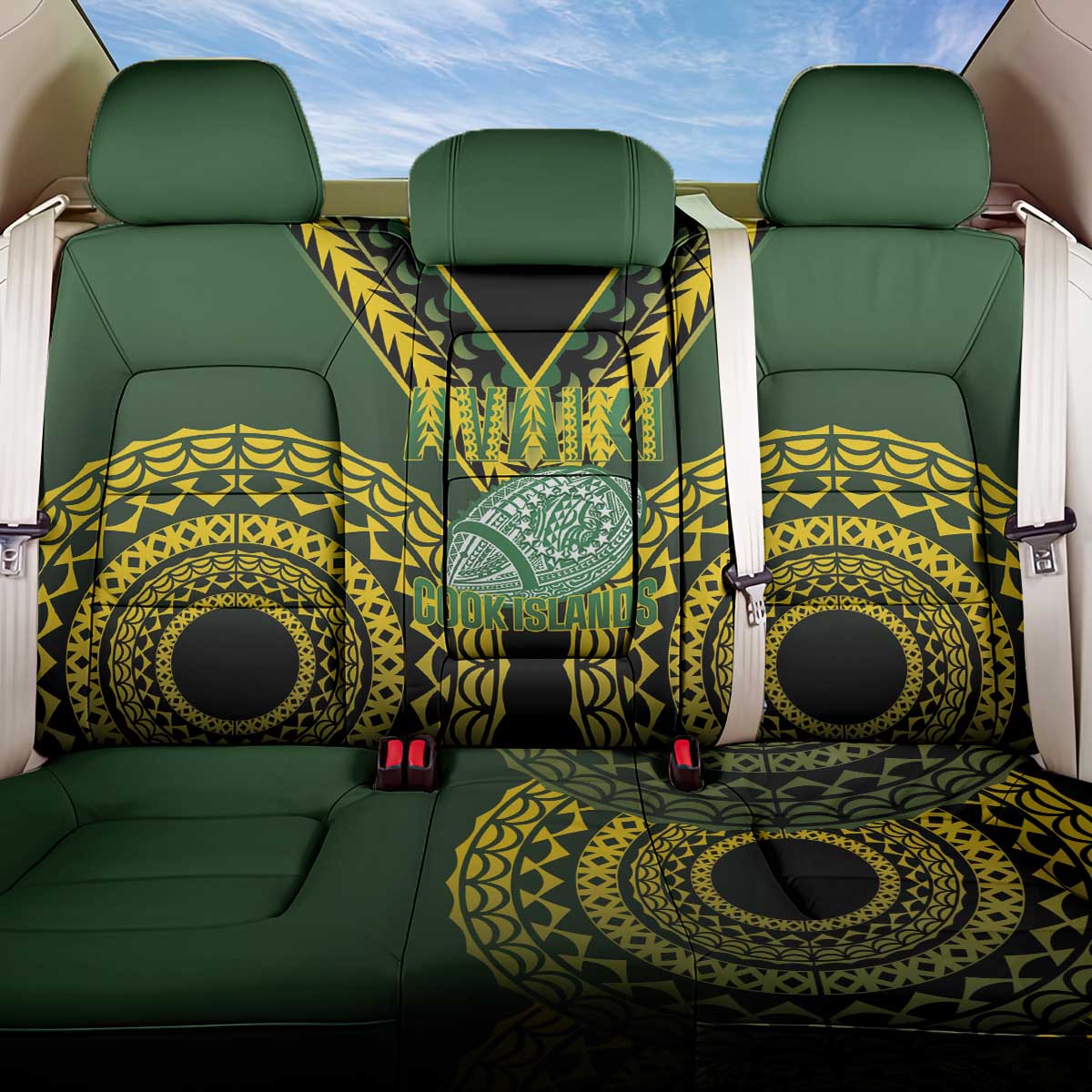 Avaiki Cook Islands Rugby Back Car Seat Cover Kuki Airani Tatau Black - Aussie Hoodie