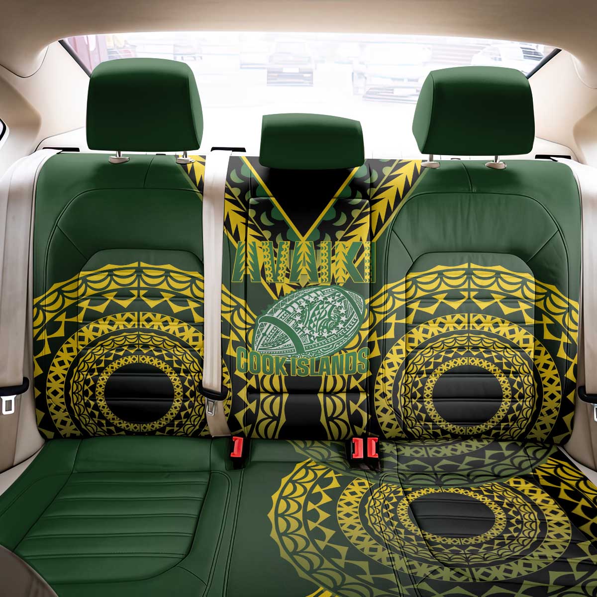Avaiki Cook Islands Rugby Back Car Seat Cover Kuki Airani Tatau Black - Aussie Hoodie