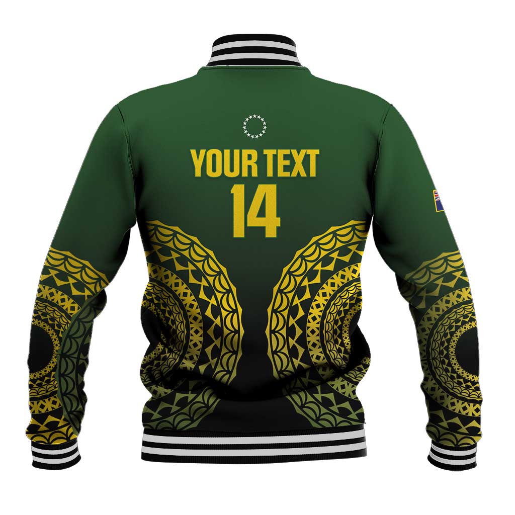 Custom Avaiki Cook Islands Rugby Baseball Jacket Kuki Airani Tatau Black - Aussie Hoodie
