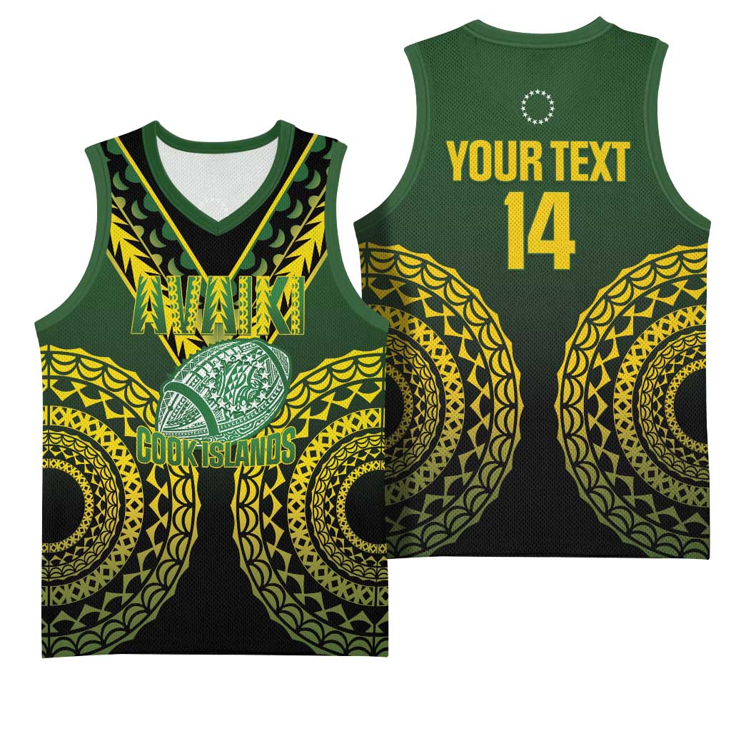 Custom Avaiki Cook Islands Rugby Basketball Jersey Kuki Airani Tatau Black - Aussie Hoodie