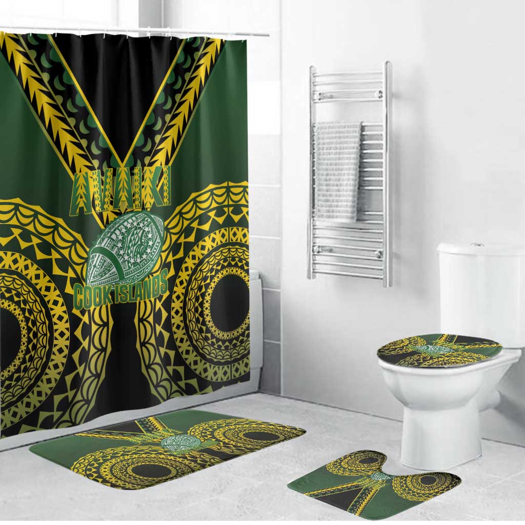 Avaiki Cook Islands Rugby Bathroom Set Kuki Airani Tatau Black - Aussie Hoodie