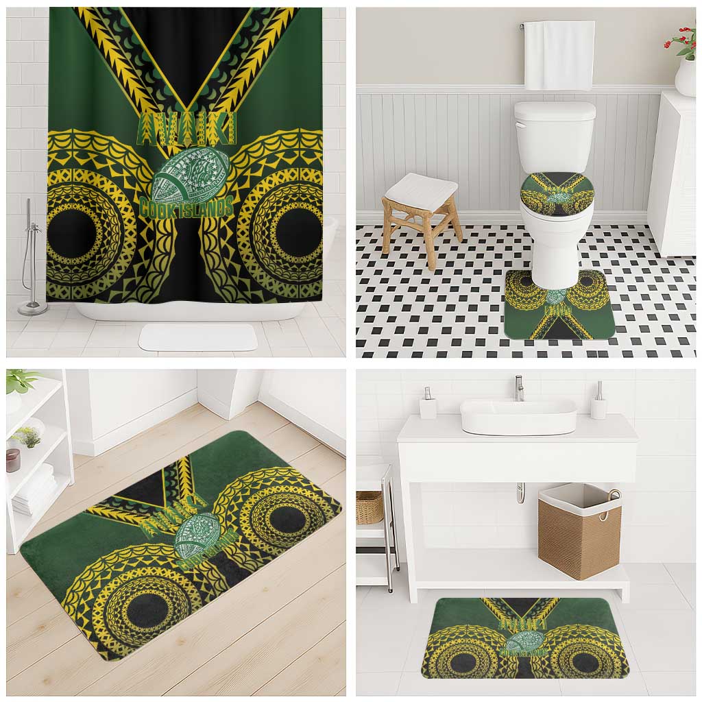 Avaiki Cook Islands Rugby Bathroom Set Kuki Airani Tatau Black - Aussie Hoodie